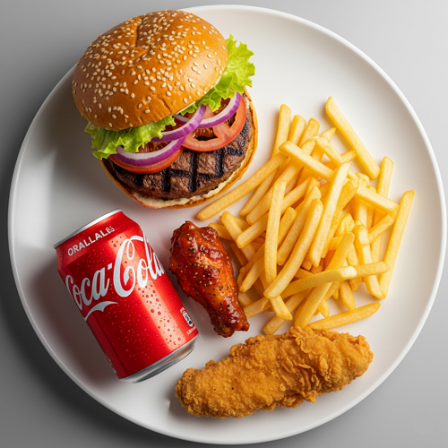 Supreme Burger, A Strip, A Hot Wing 